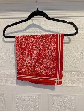 Vintage Echo Red and White Abstract Print Silk Square Scarf